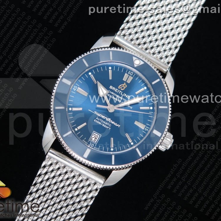 GF공장 V2 슈퍼오션헤리티지 블루다이얼 메쉬스트랩 SuperOcean Heritage ii 42mm SS Blue Dial Blue Bezel on SS Mesh Bracelet A2824 V2