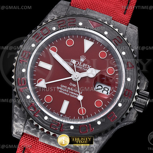 OM공장 롤렉스 GMT마스터2 카본케이스 레드커스텀 직물스트랩 GMT Master II GMT Red FC/NY Red OMF A3186 CHS