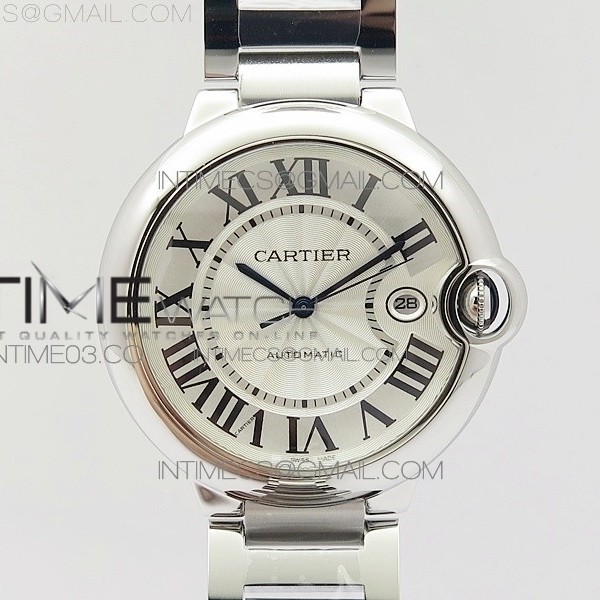 AF공장 까르띠에 발롱블루 42MM 스틸 BALLON BLEU 42MM SS WHITE TEXTURE DIAL ON SS BRACELET A2824