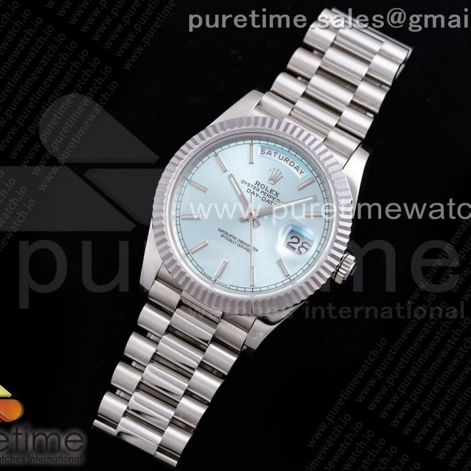 GM공장 롤렉스 데이데이트 40 블루다이얼 2836 Day Date 40 SS 904L Steel GMF 1:1 Best Edition Ice Blue Stick Dial on SS Bracelet A2836