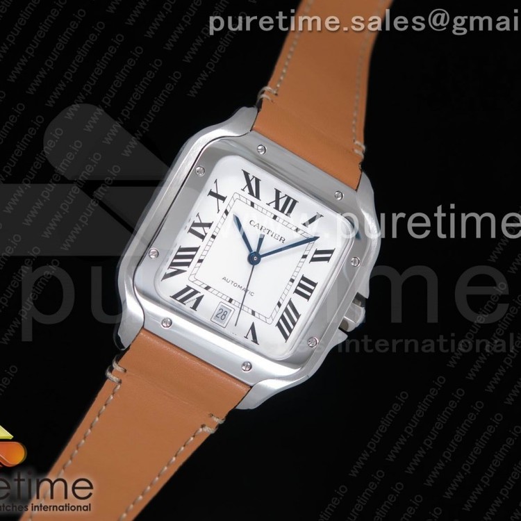 KOR공장 까르띠에 산토스 드 까르띠에 라지 2018 화이트다이얼 브라운가죽스트랩 Santos de Cartier Large 2018 White Dial on Brown Leather Strap MIYOTA 9015