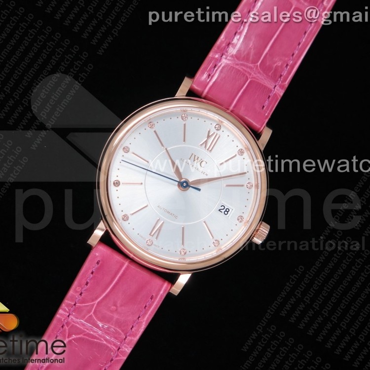 MF공장 IWC 포르토피노 로즈골드 금통 37 실버다이얼 악어스트랩 Portofino Automatic 37 RG Silver Dial on Pink Crocodile Strap A35111