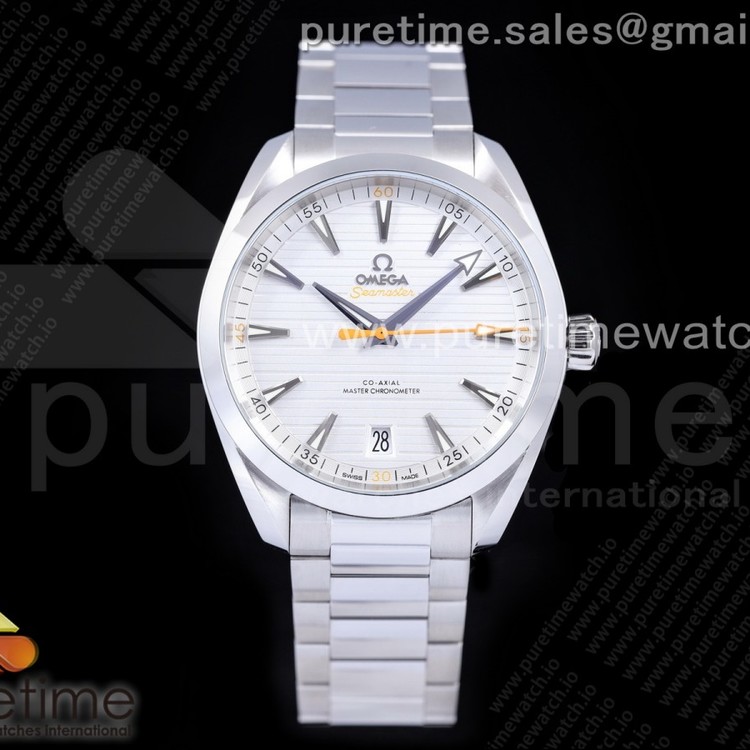 OX공장 오메가 씨마스터 아쿠아테라 화이트다이얼 Aqua Terra 150M Master Chronometers OXF 1:1 Best Edition White Dial Orange Hand on SS Bracelet Strap A8900