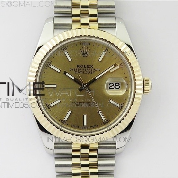 WW공장 롤렉스 데이저스트 41 옐로우골드포금 샴페인다이얼 브레이슬릿 DateJust 41 126333 SS/YG Wrapped Gold Stick Makers Dial on SS/YG Wrapped Jubilee Bracelet A2836