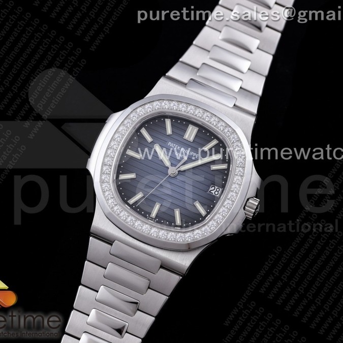 PP공장 V4 노틸러스 블루다이얼 Nautilus 5711/1A PPF 1:1 Best Edition Blue Dial Diamonds Bezel on SS Bracelet 324CS