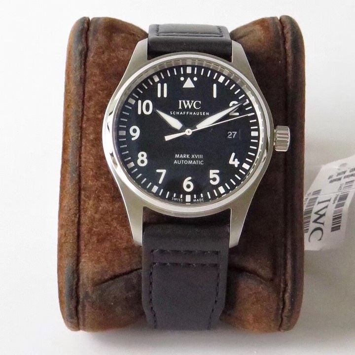 V7공장 IWC 파일럿 마크18 스틸 블랙다이얼 가죽스트랩 Mark XVIII IWC327009 SS/LE Black V7F Asia 2892