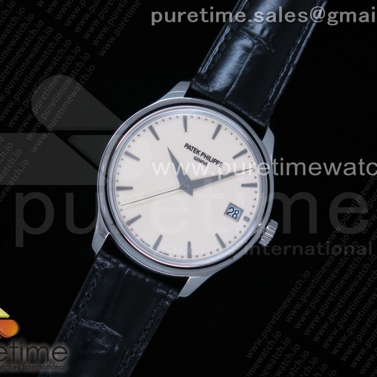 ZF공장 파텍필립 칼라트라바 아이보리다이얼 블랙가죽스트랩 Calatrava 5227 SS White Dial on Black Leather Strap 324CS