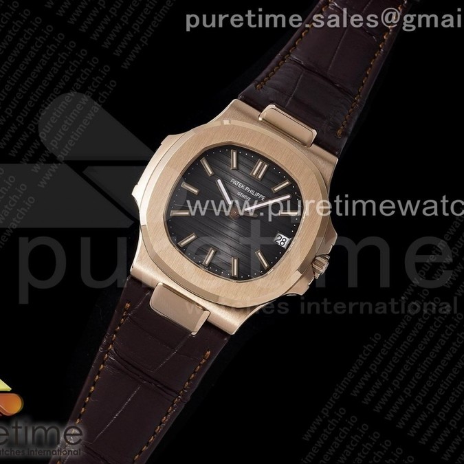 3K공장 V2 노틸러스 로골 그레이다이얼 가죽스트랩 Nautilus 5711/1R RG 3KF 1:1 Best Edition Brown Textured Dial on Brown Leather Strap A324 Super Clone V2