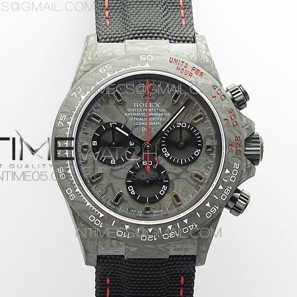 OM공장 데이토나 DIW 카본 나일론스트랩 4130 Daytona DIW Carbon OMF Best Edition DIW Carbon Dial Black Subdial on Black Nylon Strap A4130