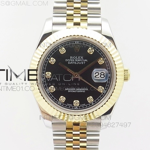 BP공장 V2 롤렉스 데이저스트2 36mm 콤비 블랙다이얼 텐포인트인덱스 Rolex DateJust2 SS&YG Black Dial 10Point Index 신형브레스렛