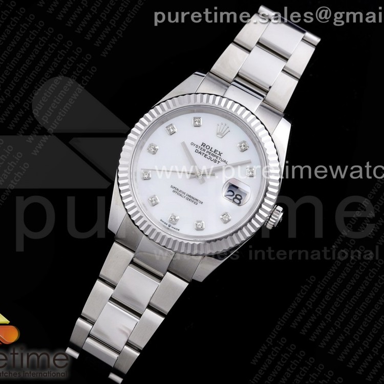 RE공장 롤렉스 데이저스트 41 화이트다이얼 브레이슬릿 New DateJust 41 126334 SS White Dial Diamonds Markers on Oyster Bracelet A3235 Clone