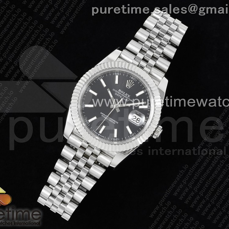 DIW공장 롤렉스 데이저스트 41 스틸 블랙다이얼 플루티드베젤 쥬빌레브레이슬릿 DateJust 41 126334 DIWF 1:1 Best Edition 904L Steel Black Stick Dial on Jubilee Bracelet SA3235