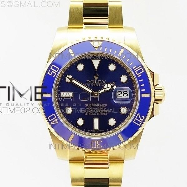 VR MAX 롤렉스 서브마리너 통포금 블루다이얼 SUBMARINER 116618LB FULL YG WRAPPED BLUE DIAL ON FULL YG WRAPPED BRACELET A2836