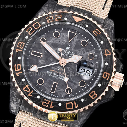 OM공장 롤렉스 GMT마스터2 카본케이스 옐로우커스텀 직물스트랩 GMT Master II GMT Everose FC/NY CAR OMF A3186 CHS