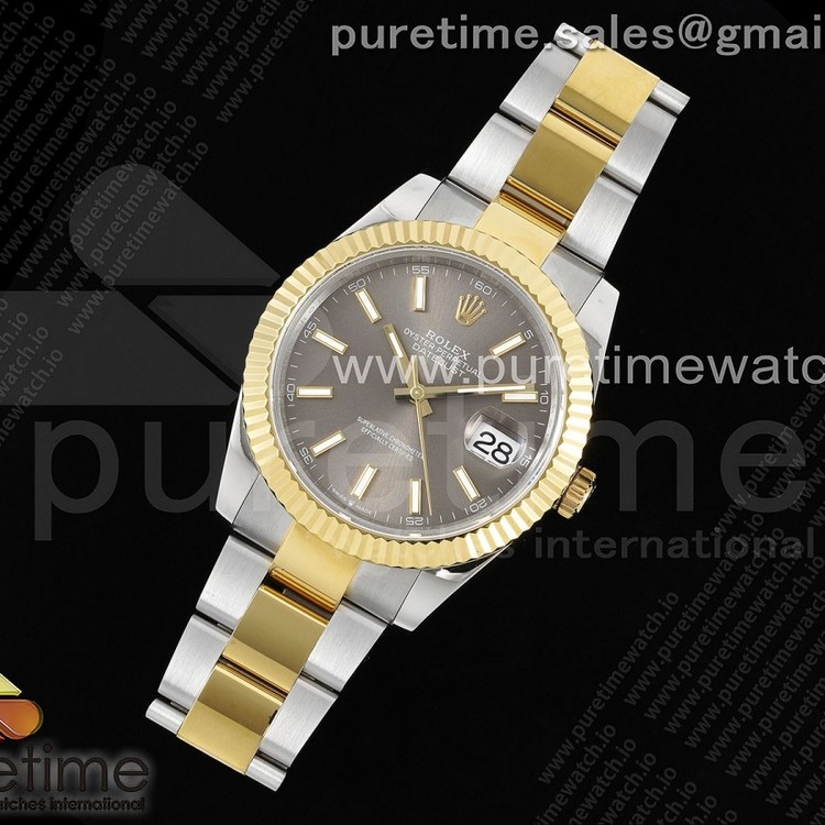 JD공장 롤렉스 데이저스트 41 옐로우골드콤비 그레이다이얼 오이스터브레이슬릿 DateJust 41 126333 SS/YG JDF 1:1 Best Edition 904L Steel Gray Stick Dial on SS/YG Oyster Bracelet VR3235