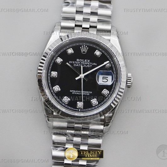 VS공장 롤렉스 데이저스트 36 텐포인트 블랙다이얼 플루티드베젤 쥬빌레브레이슬릿 DateJust 36 SS 126234 VSF 1:1 Best Edition 904L Steel Black Diamonds Dial on Jubilee Bracelet VS3235