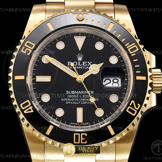 Clean공장 롤렉스 서브마리너 40 옐로우골드금통 흑금통 브레이슬릿 클린공장 Submariner 116618LN YG/YG Black Clean VS3135