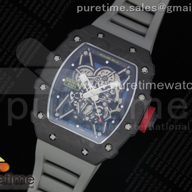 KV공장 V3 리차드밀 RM035-02 스켈레톤다이얼 러버스트랩 RM035-02 Skeleton Dial Red on Gray Rubber Strap MIYOTA8215 V3