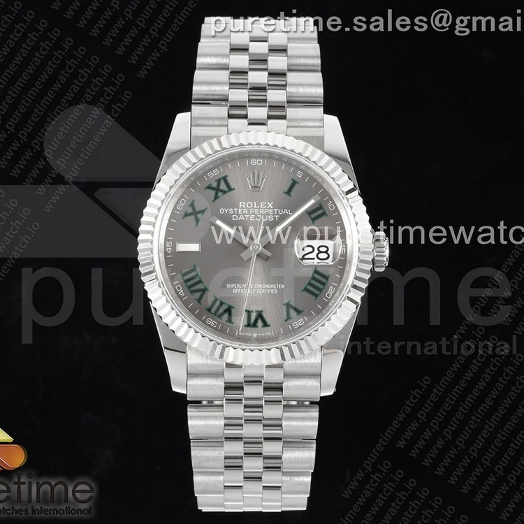 JD공장 롤렉스 데이저스트 36 슬레이트로만다이얼 쥬빌레브레이슬릿 Datejust 36 SS 904L Steel JDF 1:1 Best Edition Gray Dial Green Roman on SS Bracelet VR3235