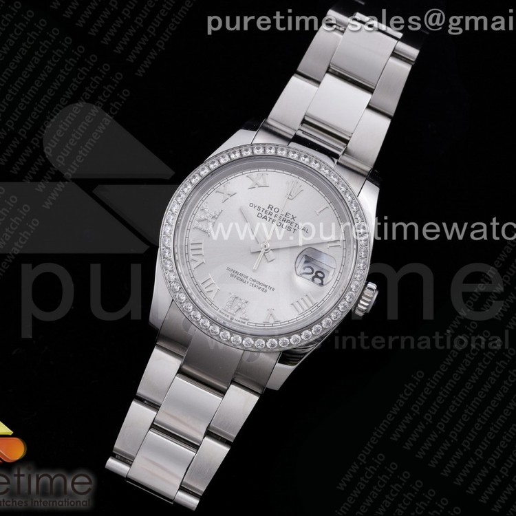 EW공장 롤렉스 데이저스트 36 실버다이얼 DateJust 36 SS 126284 Diamonds Bezel EWF 1:1 Best Edition Silver Dial Roman Markers on Oyster Bracelet A3235