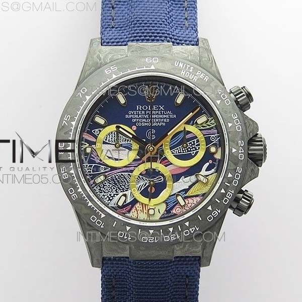 OM공장 데이토나 DIW 카본 나일론스트랩 4130 Daytona DIW Carbon OMF Best Edition Dark Blue Dial on Dark Blue Nylon Strap A4130