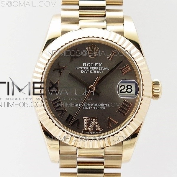 BP공장 롤렉스 데이저스트 31 로즈골드금통 그레이다이얼 브레이슬릿2813 Datejust 31mm 278275 RG Gray Roman Markers Dial @6 Dia on RG President Bracelet