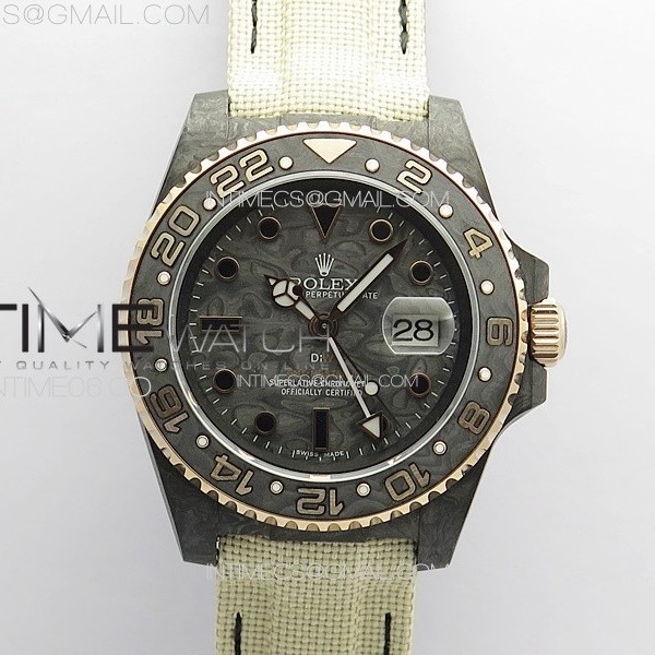 DIW공장 롤렉스 GMT마스터 카본다이얼 크림나일론스트랩 GMT Carbon DIWF Best Edition Carbon Dial Black Markers on Cream Nylon Strap SA3186 CHS