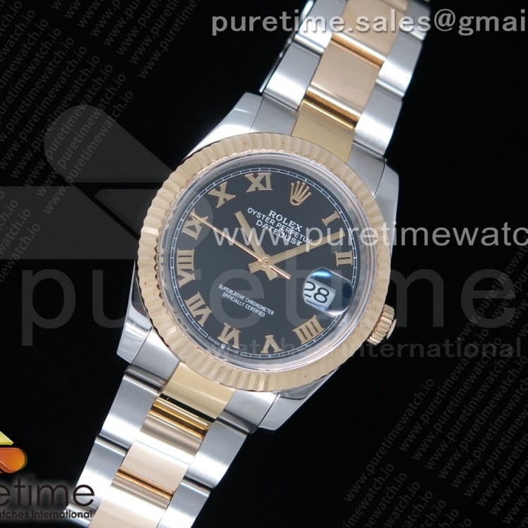 GM공장 롤렉스 데이저스트 36 옐로우골드콤비 포금 블랙다이얼 브레이슬릿 DateJust 36 SS/YG Wrapped 116233 Black Dial Roman Markers on SS/YG Wrapped Oyster Bracelet A2836