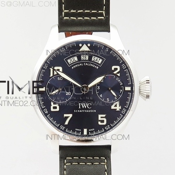 YL공장 IWC 빅파일럿 애뉴얼캘린더 스틸 어린왕자에디션 BIG PILOT REAL PR IW502708 SS BLUE DIAL ON BLACK CALFSKIN STRAP A52850