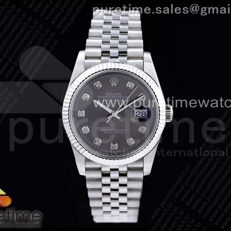 GM공장 롤렉스 데이저스트 36 그레이다이얼 브레이슬릿3235 DateJust 36 SS 126234 904L Steel Gray Dial Diamonds Markers on Jubilee Bracelet SA3235