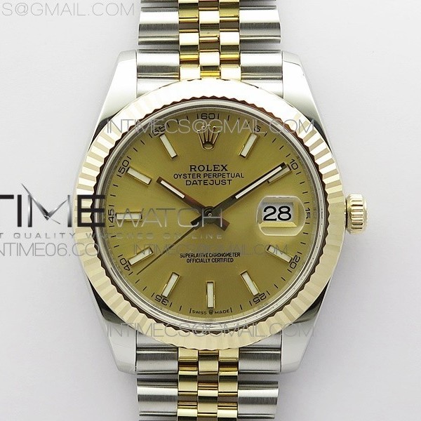 3A공장 롤렉스 데이저스트 41 옐로우골드콤비 샴페인다이얼 쥬빌레브레이슬릿 DateJust 41 126333 Wrapped SS/YG 3A 1:1 Best Edition YG Lumed Dial on Wrapped SS/YG Jubilee Bracelet A3235