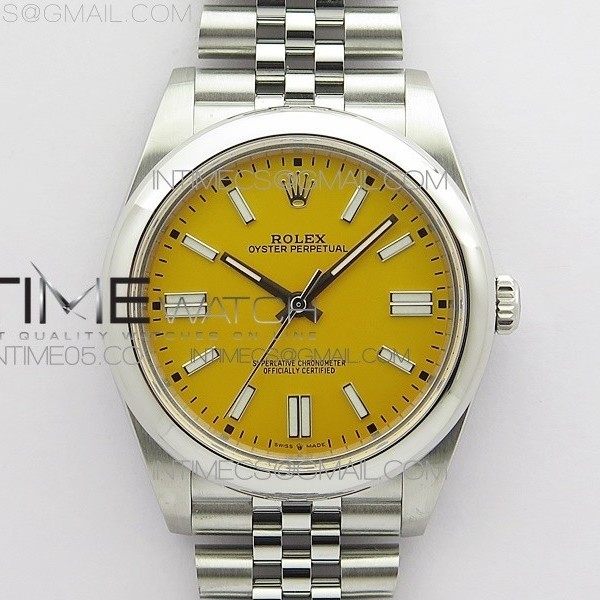 BP공장 롤렉스 오이스터퍼페츄얼 41미리 옐로우다이얼 2813 Oyster Perpetual 41mm 124300 BP Best Edition Yellow Dial on SS Jubilee Bracelet