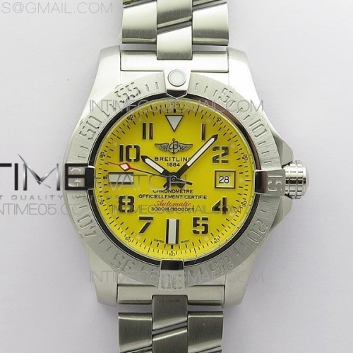 B50공장 씨울프 옐로우다이얼 Seawolf 45mm SS B50 1:1 Best Edition SuperLumed Yellow Dial Numeral Markers on SS Bracelet A2824