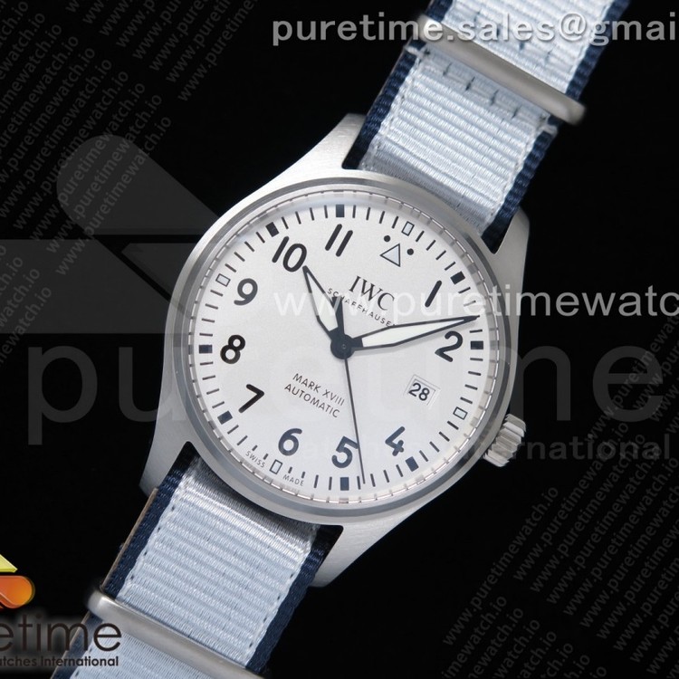 M+F공장 IWC 마크18 화이트다이얼 나일론스트랩 Mark XVIII IW327002 SS White Dial on White Nylon Strap A35111 (Free Leather)