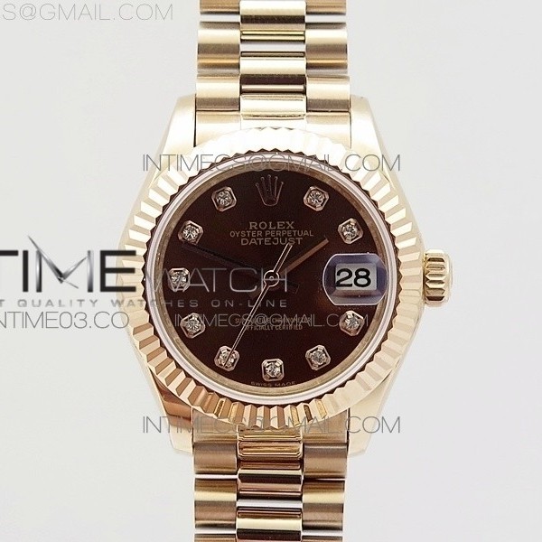 BP공장 롤렉스 데이저스트 28mm 로즈골드금장 브라운다이얼 브레이슬릿 DATEJUST 28MM RG DIAMOND BEZEL BROWN DIAL ON RG BRACELET ETA2671