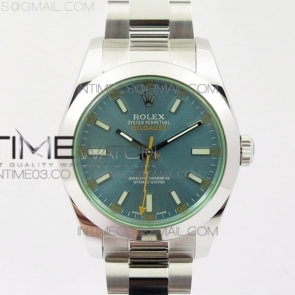 DJ공장 롤렉스 블루 밀가우스 904L 스틸 블루다이얼 브레이슬릿 MILGAUSS 116400 904L SS BLUE DIAL ON 904L SS BRACELET A2836 (REAL GREEN SAPPHIRE CRYSTAL)