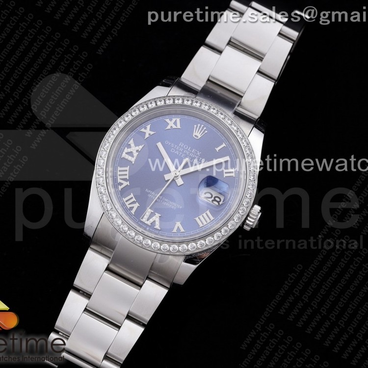 EW공장 롤렉스 데이저스트 36 블루다이얼 DateJust 36 SS 126284 Diamonds Bezel EWF 1:1 Best Edition Blue Dial Roman Markers on Oyster Bracelet A3235