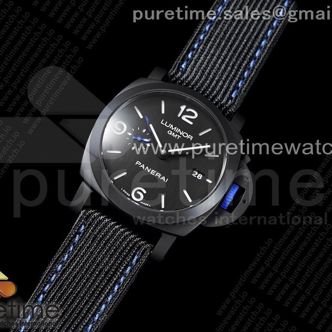 VS공장 PAM1176 세라믹 블랙다이얼 PAM1176 Ceramic Bucherer BLUE VSF 1:1 Black Dial On Blue Textile Strap P.9011 Super Clone