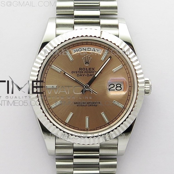 BP공장 롤렉스 데이데이트 40미리 로골다이얼 2836 Day-Date 40mm 228239 BP New Dial Version 904 SS RG Stick Markers Dial on SS President Bracelet A2836