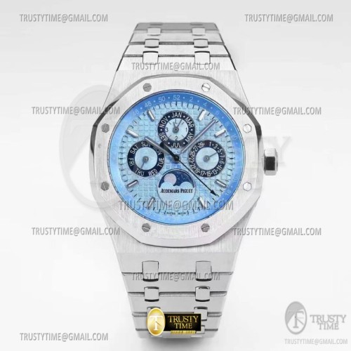 BF공장 오데마피게 로얄오크 퍼페츄얼캘린더 26574 아이스블루다이얼 Royal Oak Perpetual Cal 26574PT SS/SS I-Blue BF A5134