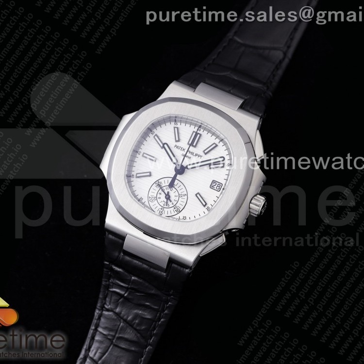 3K공장 노틸러스 화이트다이얼 가죽스트랩 Nautilus 5980 SS 3KF Best Edition White Dial on Black Leather Strap A7750