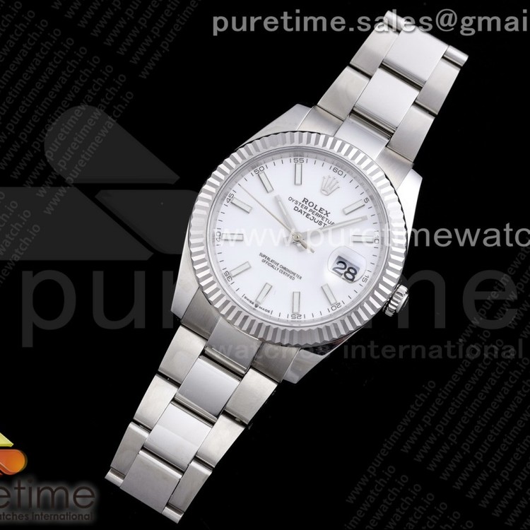 RE공장 롤렉스 데이저스트 41 화이트다이얼 브레이슬릿 New DateJust 41 126334 SS White Dial Stick Markers on Oyster Bracelet A3235 Clone