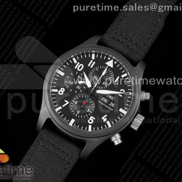 AZ공장 IWC 탑건 세라믹 블랙다이얼 나일론스트랩 TOP GUN Real Ceramic AZF Best Edition on Black Nylon Strap A7750