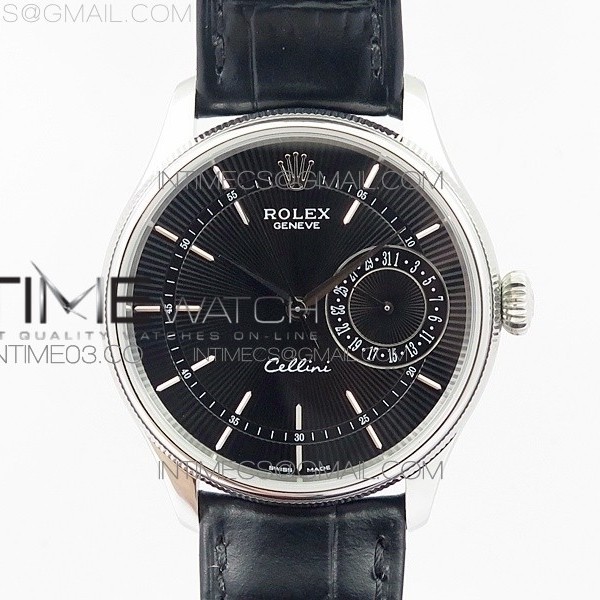 MK공장 롤렉스 셀리티 50519 리얼데이트 스틸 블랙다이얼 가죽스트랩 CELLINI 50519 REAL DATE SS BLACK DIAL STICKS MARKERS ON BLACK LEATHER STRAP A3165