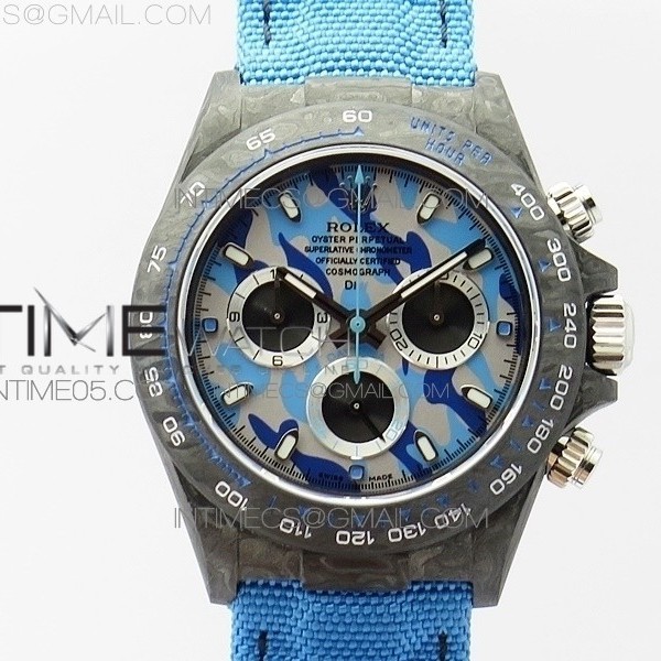 WW공장 V2 데이토나 카본 블루다이얼 나일론스트랩 Daytona Diw Carbon V2 Camouflage Blue Dial On Blue Nylon Strap A7750