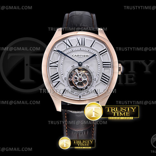 BBR공장 드라이브 뚜르비용 로골 화이트다이얼 가죽스트랩 Drive De Cartier Tourbillon RG/LE White BBR Tourbillon