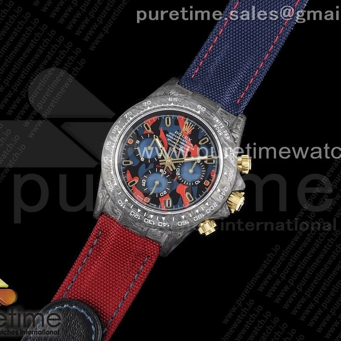 OM공장 데이토나 DIW 카본 나일론스트랩 4130 Daytona DIW Carbon OMF Best Edition Blue/Red Dial on Blue/Red Nylon Strap A4130