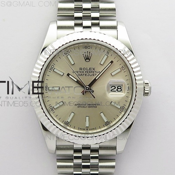 RO공장 롤렉스 데이저스트 41 실버다이얼 DateJust 41MM 126334 904L SS ROF 1:1 Best Edition Silver Dial Stick Markers on SS Jubilee Bracelet A3235