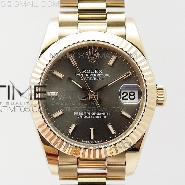 BP공장 롤렉스 데이저스트 31 로즈골드금통 그레이다이얼 브레이슬릿2813 Datejust 31mm 278275 RG Gray Stick Markers Dial on RG President Bracelet