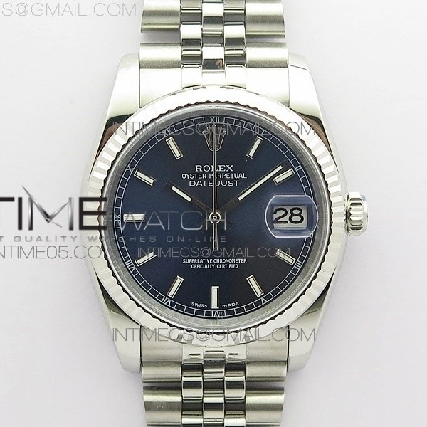 DJ공장 롤렉스 데이저스트 36 블루다이얼 2824 Datejust 36mm 116234 904L SS DJF 1:1 Best Edition Blue Dial Sticks Markers On SS Jubilee Bracelet A2824